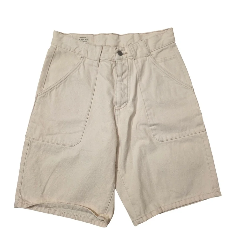 Zara Cream High-Waist Denim Shorts